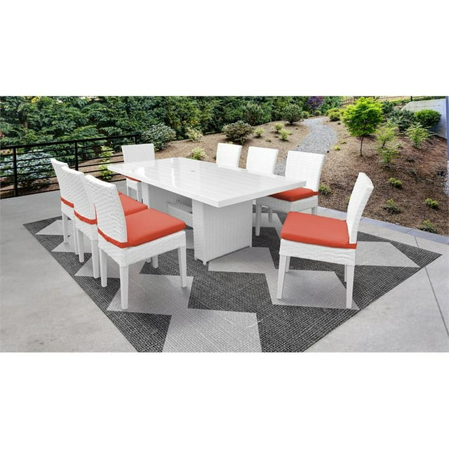 Table de Salle à Manger Patio Rectangulaire Monaco avec 8 Chaises Sans Bras