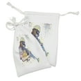 thumbnail image 2 of Jazz Music Fabric Pouch Set of 2, Illustration of Trumpeter with Paint Splashes at the Background Entertainment, Drawstring Bag for Toiletries Masks and Favors, 9" x 6", Purple Yellow, by Ambesonne, 2 of 2