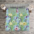thumbnail image 3 of Ambesonne Plant Quilted Bedspread Set 3 Pcs, Cactus Buds Types Pattern, Queen Size, Green and Blue, 3 of 3