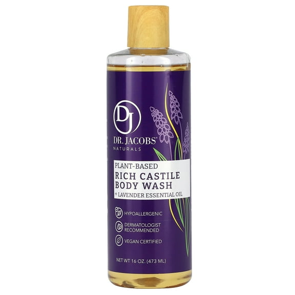 Dr. Jacobs Naturals Plant-Based Rich Castile Body Wash, Lavender Essential Oil, 16 oz (473 ml)