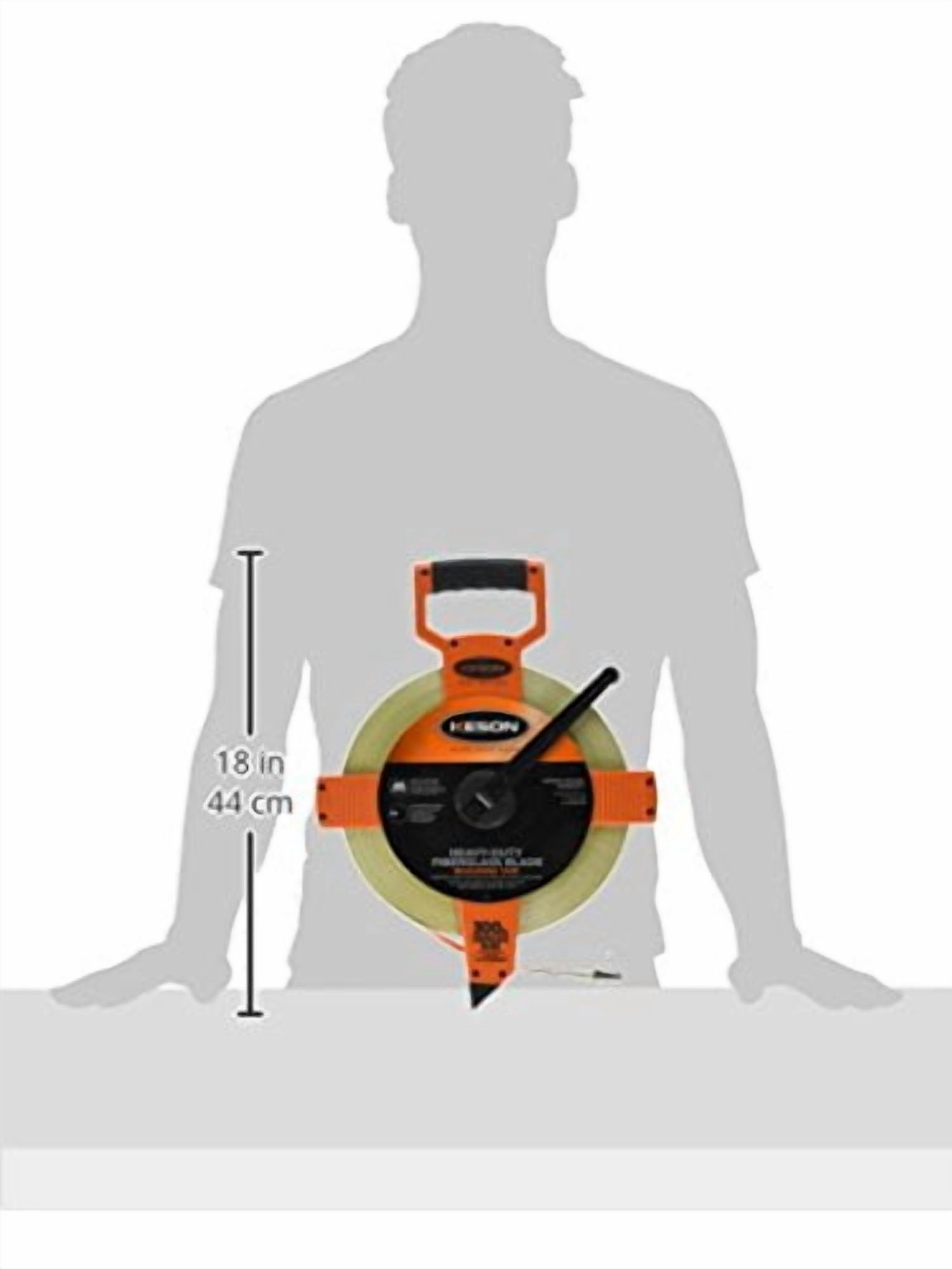Keson OTR18M300 Open Reel Fiberglass Tape Measure Reel with Double Hook (Graduations: ft., in., 1/8 & m, cm, 2mm), 100M/300-Foot CA2
