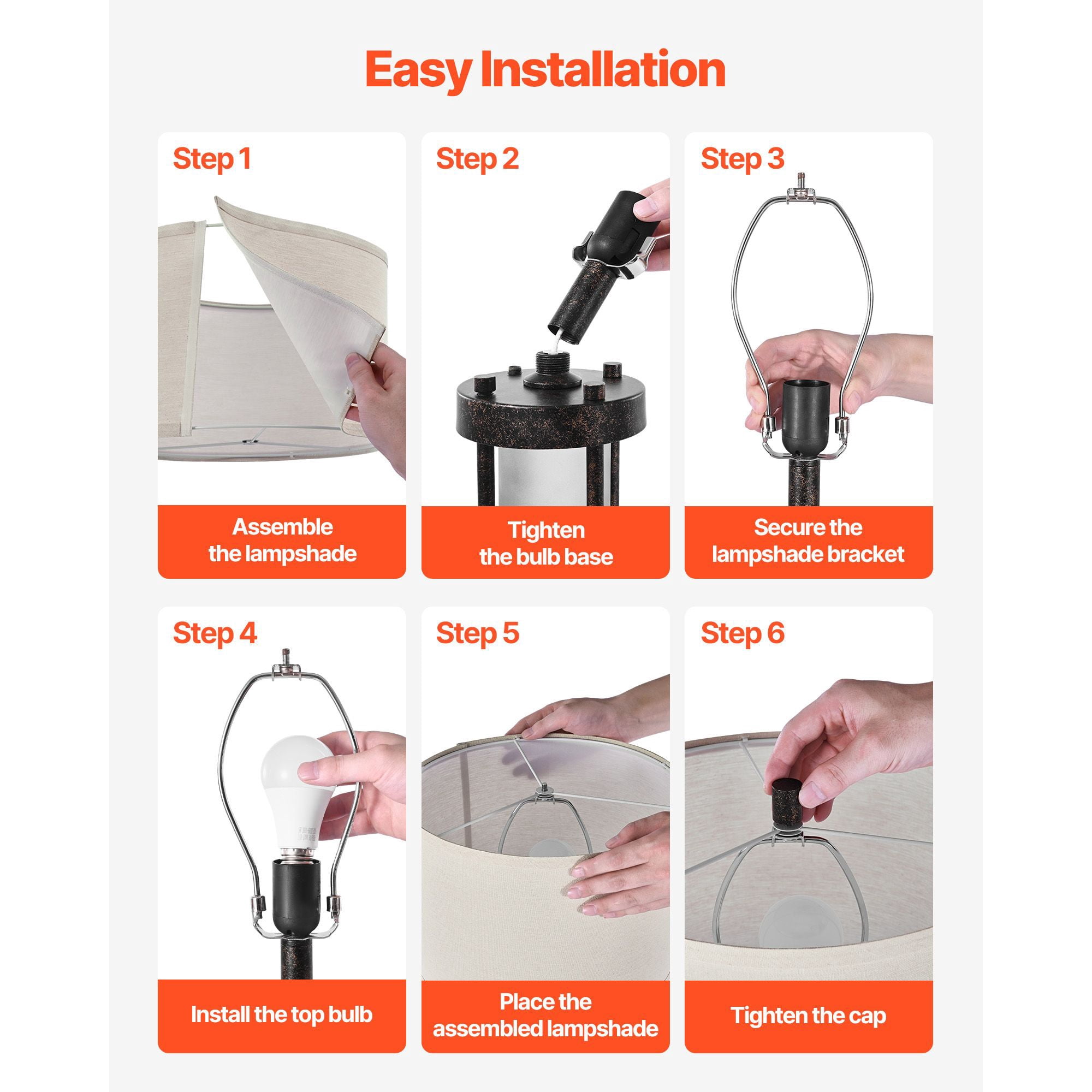 Vintage Table Lamp with Dual Light Sources, USB-A, USB-C & AC Charging Ports, Dimmable, for Bedroom Living Room