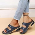 thumbnail image 3 of KBODIU Women's Sandals, Women Orthopedic Sandals with Arch Support Leisure Vacation Comfortable Belt Buckle Wedge Beach Sandals Dark Blue 38, 3 of 4