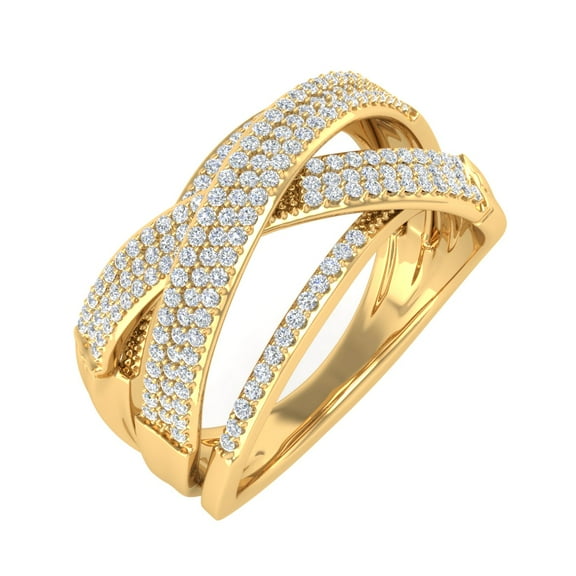 0.52 Carat Diamond Bypass Wedding Band Ring in 10K Yellow Gold (Ring Size 6)