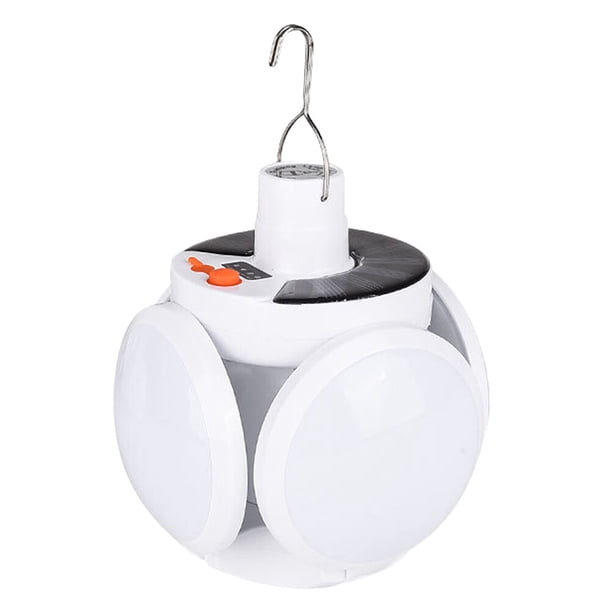 KAKOWELY 1 lámpara LED plegable de energía solar para acampar, portátil, recargable, para tienda de campaña, bombilla de emergencia para exteriores.