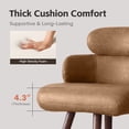 thumbnail image 6 of HomeZeer 26" Swivel Bar Stools Set of 4, Light Brown PU Leather with Back & Footrest, Solid Wood Legs Anti-Slip Base, Counter Height Stools for Kitchen Island, 6 of 10