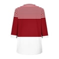 thumbnail image 4 of Fewfanhot Women 3/4 Sleeve Blouse, Notched V‑Neck Button Front Tunic Top, Loose Fit Casual Shirt for Ladies, 4 of 6