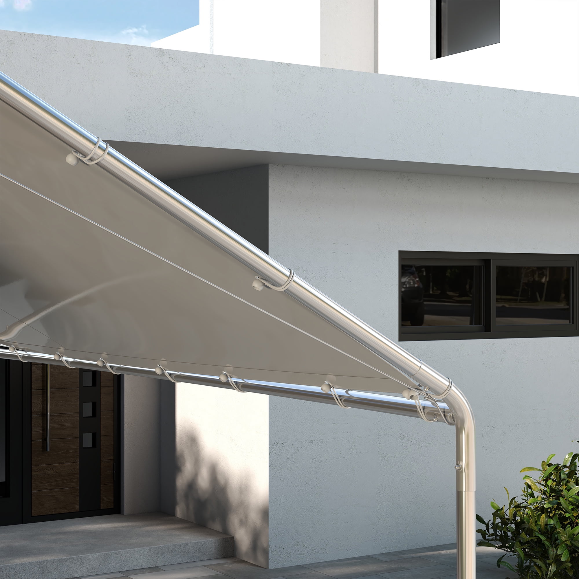 Homiyad 10 x 20ft Carport Roof, UV Resistant Canopy Replacement Cover with Ball Bungee Cords, White