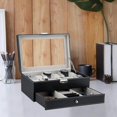 thumbnail image 4 of 1 pieza (Negro) Caja de 12 relojes Caja de almacenamiento de exhibición de doble capa Caja de reloj Organizador de colección de joyas Caja de reloj transparente de cuero PU caja de joyería embalaje de almacenamiento de joyería ER, 4 of 5