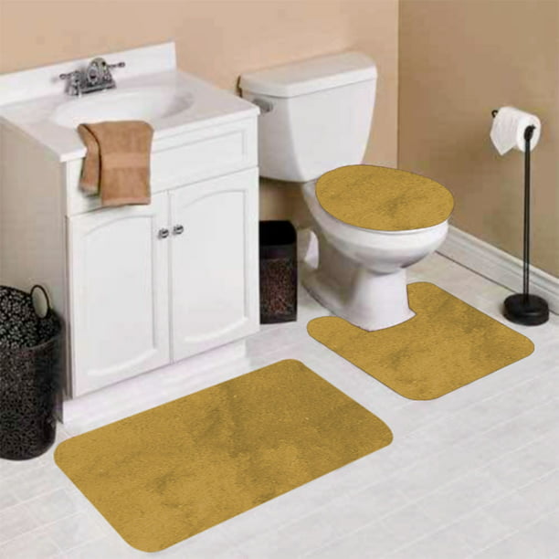 Pure Gold Soft Bathroom Bath Mat Set, Bathroom Mats Sets 3 Pieces