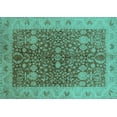 thumbnail image 1 of Ahgly Company Machine Washable Indoor Rectangle Oriental Turquoise Blue Industrial Area Rugs, 2' x 5', 1 of 4