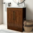 thumbnail image 3 of Dreamwerks Oslo Vanity in Dark Peach Wood with Ceramic Top, 24" W x 18" D, 3 of 7