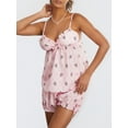 thumbnail image 3 of Biezeib Women’s Two Piece Pajamas Set Sleeveless Deep V Neck Floral Cami Tops and Shorts Set Loungewear, 3 of 6