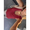 thumbnail image 3 of Women's Burgundy Sparkly Sheer Knit Tank Top Asymmetrical Hem Sleeveless Casual Summer Camisole, 3 of 20
