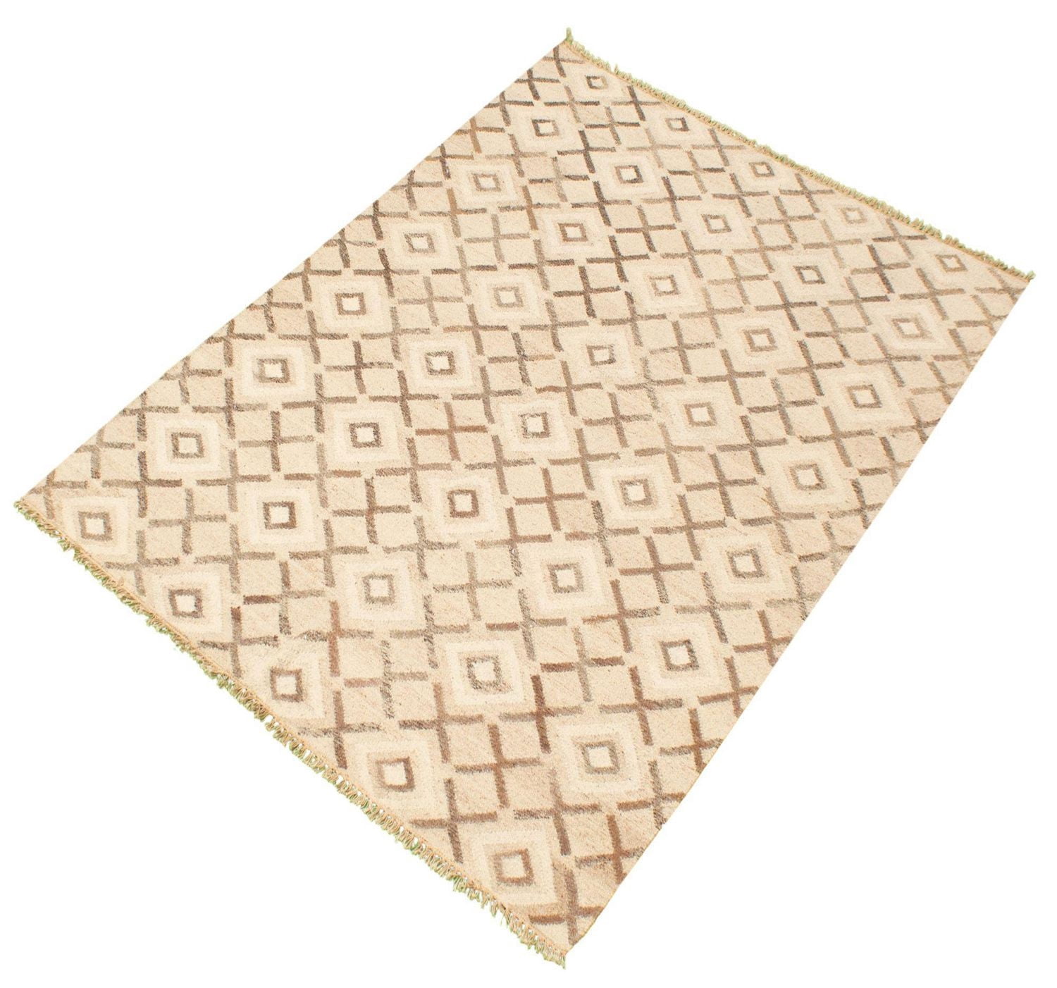 ECARPETGALLERY 5'6" x 7'7" Flat-weaves & Kilims Organica Hand Made Area Rug for Living Room, Dining Room and Bedroom in Ivory