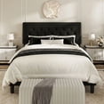 thumbnail image 3 of Amolife King Size Bed Frame with Upholstered Adjustable Headboard, No Box Spring Required, Black, Fabric, 3 of 9