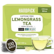 HANDPICK, Lemongrass Herbal Tea Bags (100 Count) | Lemon Tea, Antioxidant Rich Detox Tea | Caffeine Free, Non-GMO, Gluten Free | Eco-Conscious Herbal Tea Bags