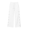 thumbnail image 5 of SETOOFF Women Elastic Drawstring High Waist Wide Leg Pants Side Snap Split Hem Palazzo Pants Deep Pockets Street Walking Workout Casual Trousers Daily Travel Womens Pants, 5 of 9