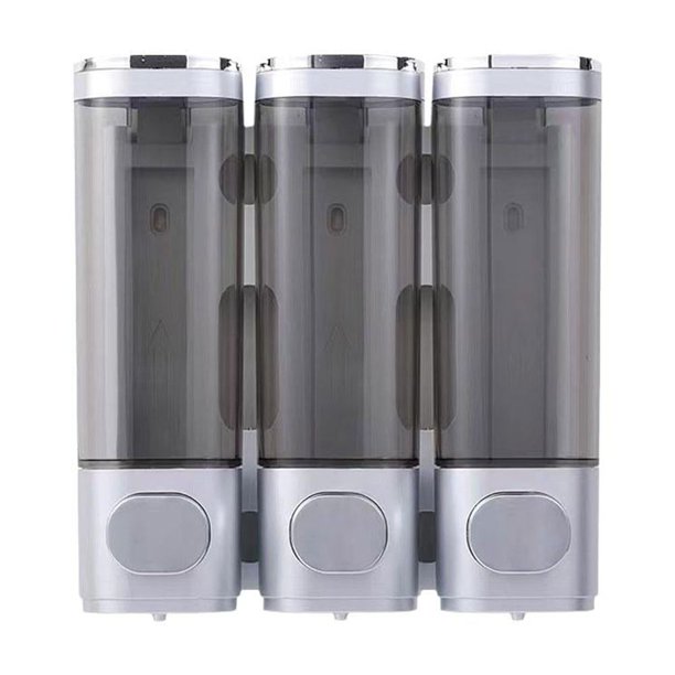 CAIROYAR Dispensador de jabón de tres cabezales con pulsador manual para hotel, caja de montaje en pared para baño