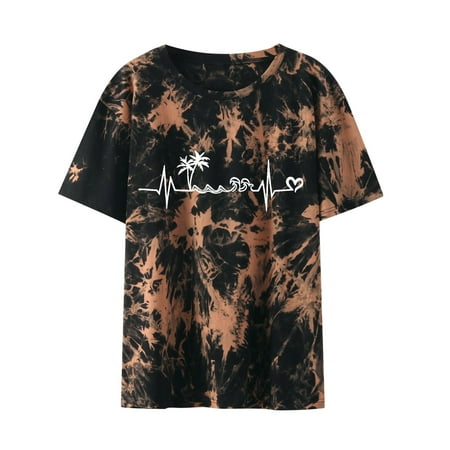 

Long Sleeve Shirts for Women Womens Long Sleeve Tops Women s Trendy Printed Crew Neck Short Sleeve T-shirt Blouse Loose Fit Tops Workout Tops Workout Tank Tops for Women Off-white L