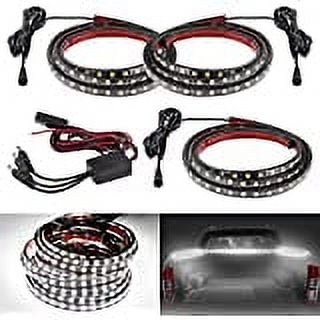 60" Truck Tailgate Bar Double Row LED Flexible Strip Running Turn Signal Brake Reverse Tail Light Red/White No-Drilling Wide Fitment