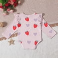 thumbnail image 5 of MEZZALL Strawberry Print Long Sleeve Bodysuit Baby Girl Romper Soft One-Piece O-Neck Infant Birthday Back To School Onesie, 5 of 8