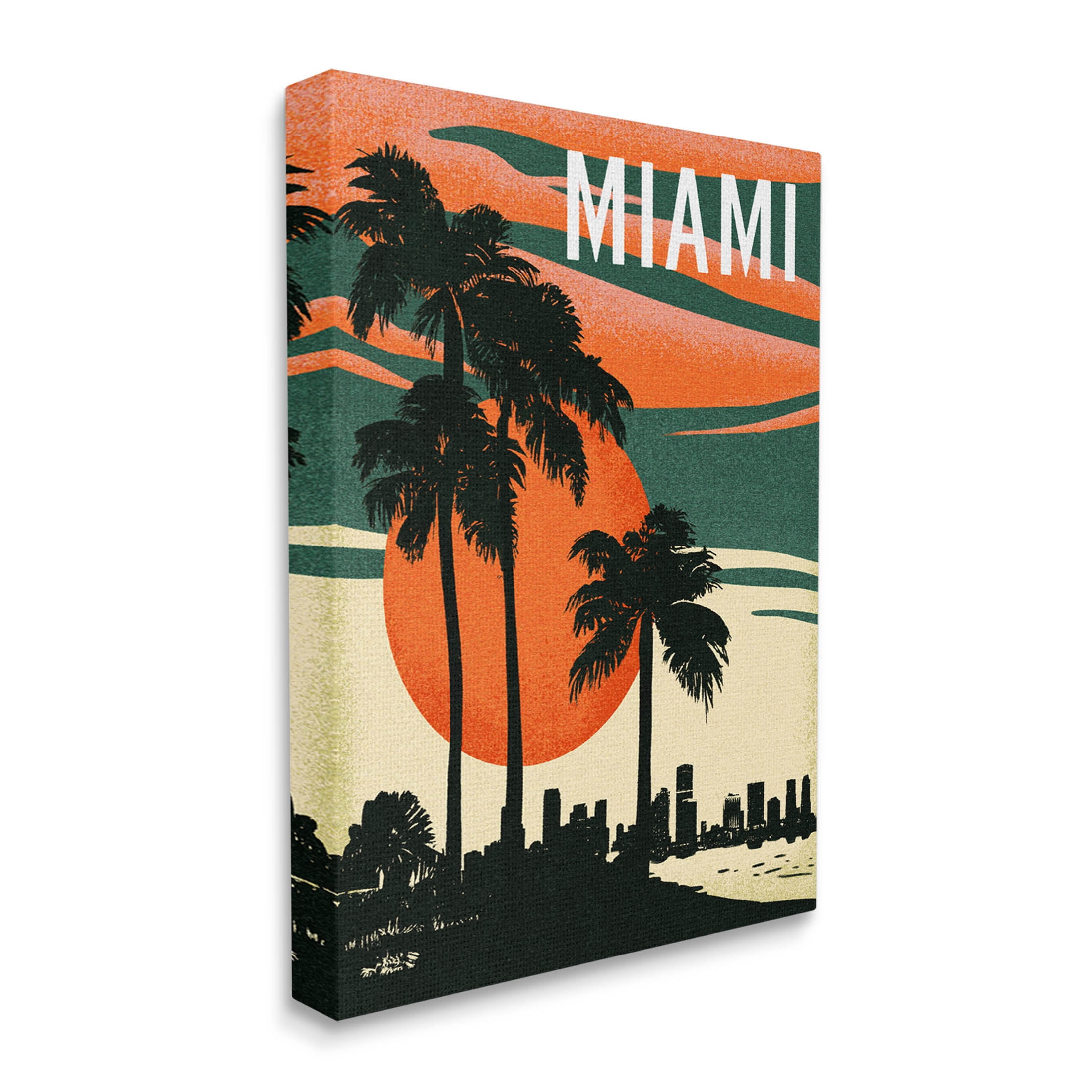 Stupell Industries Tropical Miami Palms Silhouette Graphic Art Gallery Wrapped Canvas Print Wall Art, Design by Ziwei Li