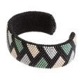 thumbnail image 3 of NOVICA Artisan Handmade Glass Beaded Cuff Bracelet Zigzag from Salvador [5.5 in L (end to End) x 0.8 in W] ' Jungle Thatch', 3 of 7
