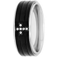thumbnail image 3 of Mens Stainless Steel 8MM White Diamond Accent Cross Wedding Band, 3 of 5