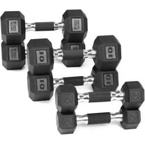 WF Athletic Supply Rubber Encased Hex Dumbbells with Rubber Grip Contoured Handle for Muscle Toning, Strength Building & Full Body Workout