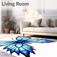 thumbnail image 2 of ODIKA 5'x7' Machine Washable Non-Slip Area Rug, Enchanted Forest Fairy Wings Crochet Embroidery Needlework Project High Traffic Rug, Blue, 641024, 2 of 7