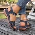thumbnail image 4 of Xdegoge Womens Sandals Open Toe Sporty Gladiator Sandals Multi Straps Laser Cut Studded Ankle Buckle Arch Support Flatform Walking Shoes, 4 of 9