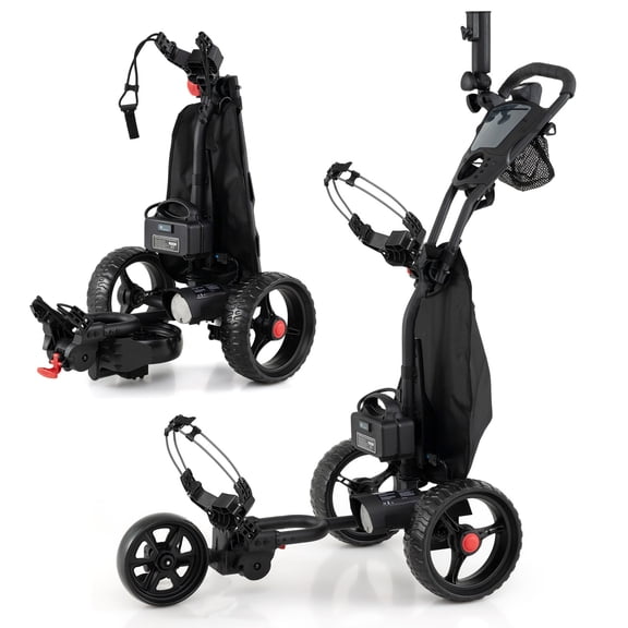 Gymax Electric Golf Push Cart w/Adjustable Handle & 9 Speed Settings Umbrella Holder