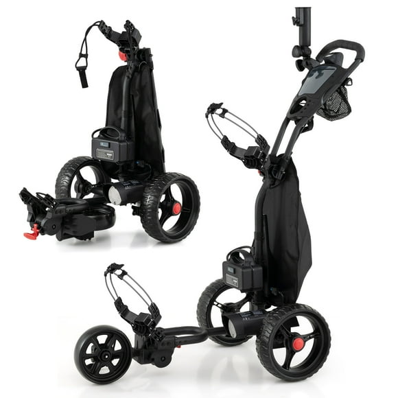 Gymax Electric Golf Push Cart w/Adjustable Handle & 9 Speed Settings Umbrella Holder