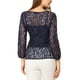 thumbnail image 3 of INSPIRAR CHIC Blusa de encaje con peplum para mujer, mangas de pulsera florales, top con cintura ajustable 2XL azul oscuro, 3 of 7