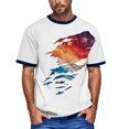 thumbnail image 2 of Men's Patriotic Print V-Neck T-Shirt, Short Sleeve Top with Chest Pocket for Workwear and Weekend Style ,Sky Blue XL, 2 of 5