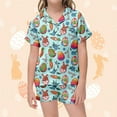thumbnail image 2 of MUXiin Girls Easter Outfits Size 8 Cartoon Rabbit Shirt and Pant Sleepwear with Pockets Casual Silk Button Up Collared Easter Girls' Sleepwear Easter Gifts for Boys,Sky Blue,12-13 Years, 2 of 4