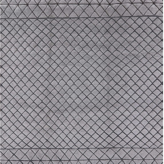 Ahgly Company Indoor Square Mid-Century Modern Gray Oriental Area Rugs, 4' Square