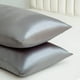 thumbnail image 2 of Fundas de almohada de satén y seda para piel y cabello. Juego de 2 fundas de almohada de satén para mujer con cierre de sobre. Suaves, transpirables y refrescantes. Gris., 2 of 7