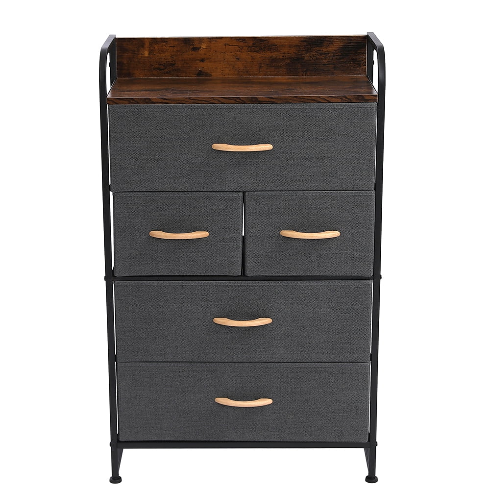 Lowestbest Vertical Furniture Storage Tower, Four-Layer Five-Drawing Large-Capacity Storage Cabinet, Dark Gray