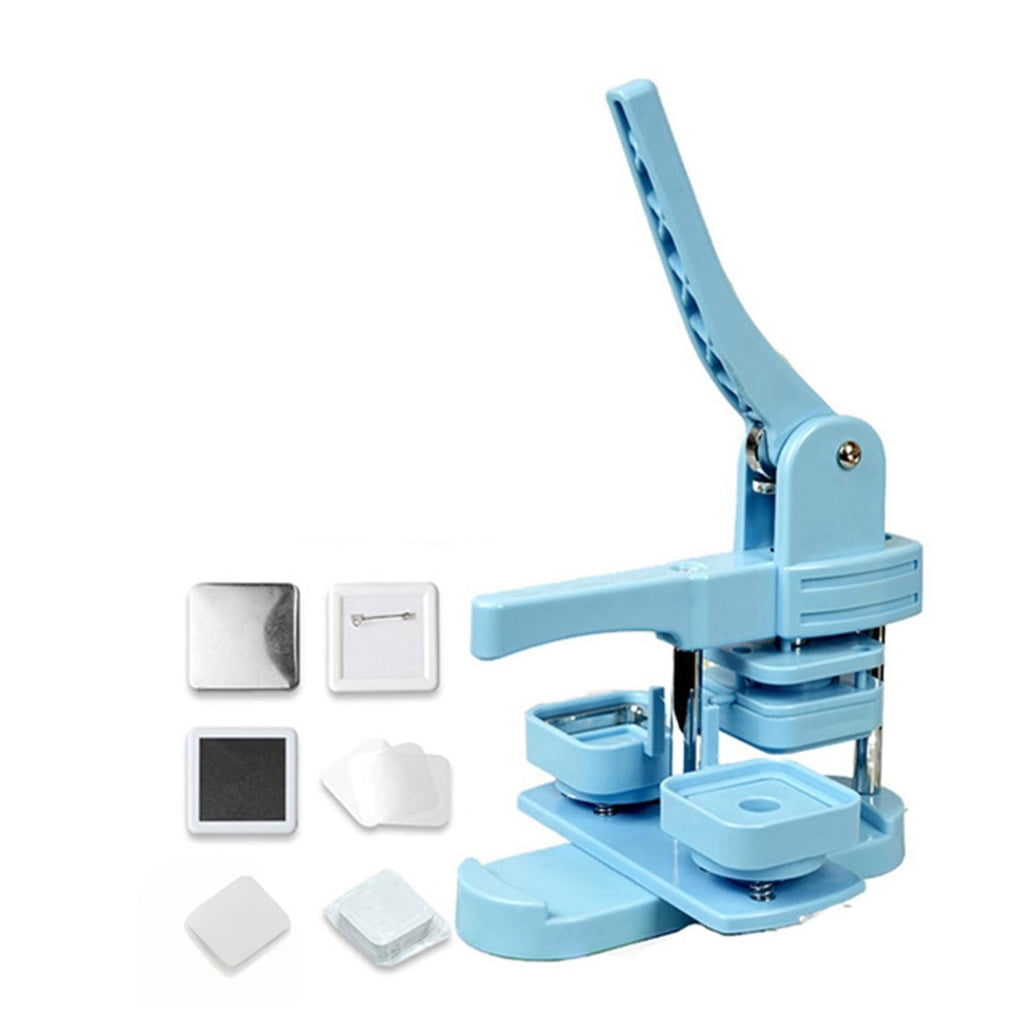 Pin Button Maker Machine 55MM Square Button Maker Badge Button Press with 100Pcs Covers Button Paper and Film for Badge