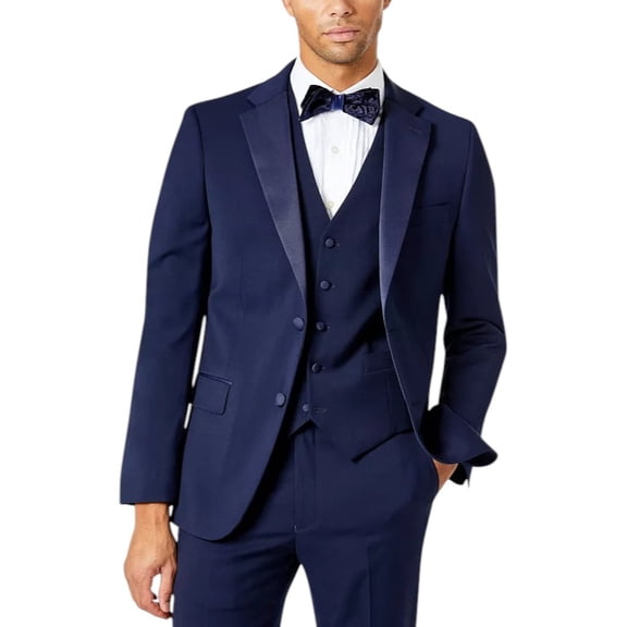 Tommy Hilfiger Mens Modern fit Wool Tuxedo Jacket Blazer 52 R Navy Blue Solid