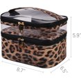 thumbnail image 2 of Bolsa de cosméticos de doble capa, bolsa de aseo grande, bolsa de maquillaje de viaje, bolsa organizadora para niñas y mujeres, portátil, impermeable, plegable (leopardo), 2 of 6