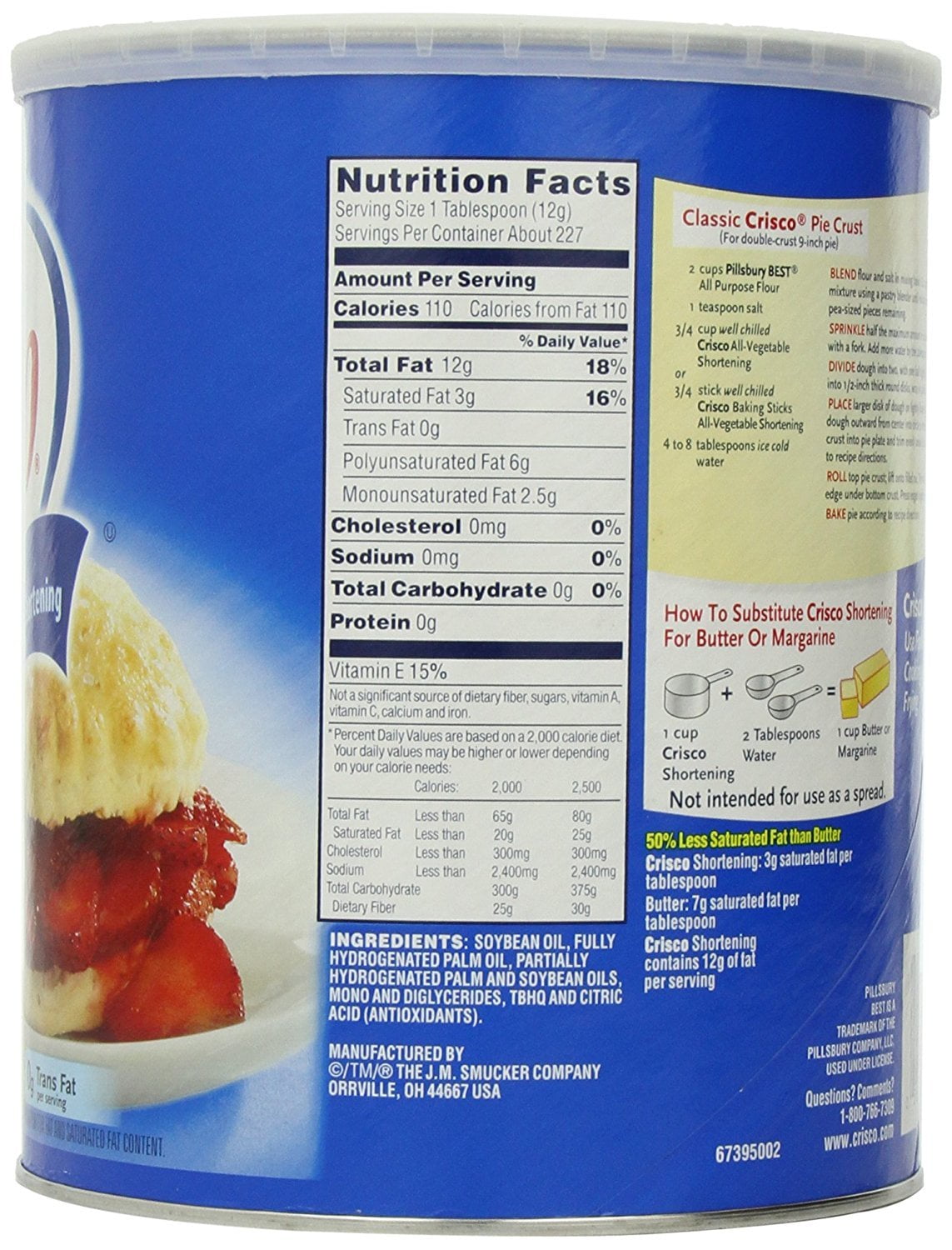 Crisco All Vegetable Shortening, 6 lb. - Walmart.com