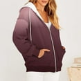 thumbnail image 2 of UTSJKR Women's Oversized Gradient Hoodies Full Zipper Long Sleeve Pullover Sweatshirt Fleece Lined Warm Jacket 2024 Fashion Winter Outwear Wine XL, 2 of 6