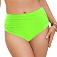 thumbnail image 3 of Zhden Bikini Bottoms for Women Mid Rise Bikini Bottoms Ruched Scrunch Swim Bottom Full Coverage Bathing Suit Bottoms（Green,XXL）, 3 of 9