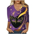 thumbnail image 5 of DDAPJ pyju Mardi Gras Shirts for Women 3/4 Length Sleeve Carnival Tops Dressy Casual Crew Neck Blouses Parade Party T Shirt Multicolor XXL, 5 of 5