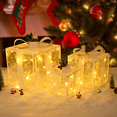 thumbnail image 2 of DAZLUTE Set of 3 Christmas 50 LED Lighted Gift Boxes, Transparent Warm White Lighted Box Decorations, Presents Box with Red Bows for Tree, Yard, Home, Christmas Decor, 2 of 6