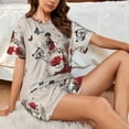 thumbnail image 4 of Pofeuu Floral Leopard Butterflies Print Women's Pajama Set Short/Shorts Soft Button PJs Elastic Drawstring Waist Sleepwear-Large, 4 of 6