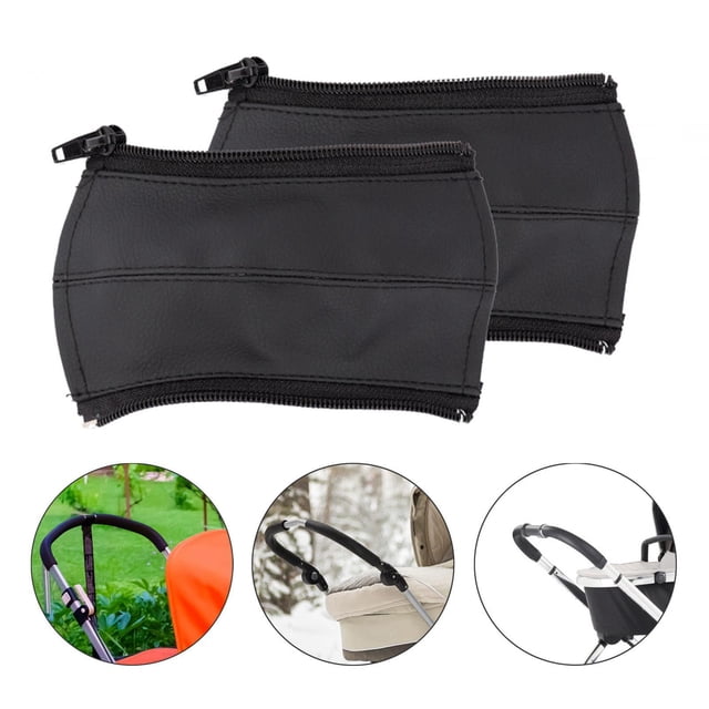 Cubierta de la manga del mango del reposabrazos del cochecito Funda protectora duradera del reposabrazos Accesorios para cochecito Absorbente de sudor 2 piezas negro 18 cm CUTICAT Cubierta del reposabrazos del cochecito